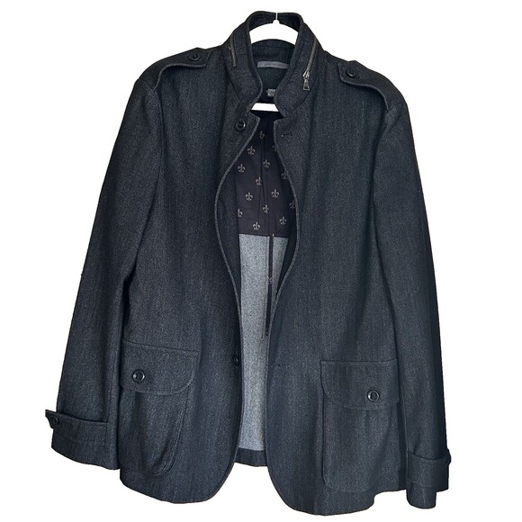 John Varvatos Utility Jacket Pockets Wool Blend Black (Denim-Look)Sz IT 52/US 42 - Picture 5 of 6